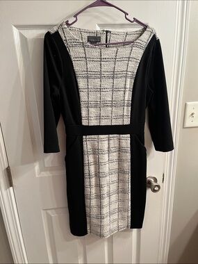 Covington White and Black Plaid Dress